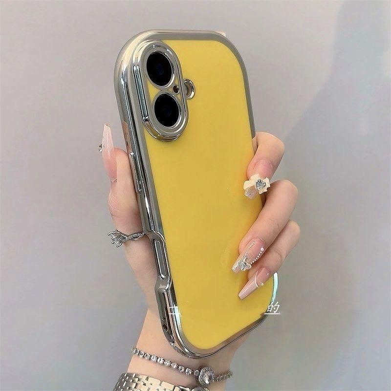 Custodia Oval Skin Sense IP16promax in silicone placcato IP15pro Custodia morbida Premium Sense IP14/13 Custodia protettiva a tinta unita Pellicola protettiva per lo schermo_voghion.com