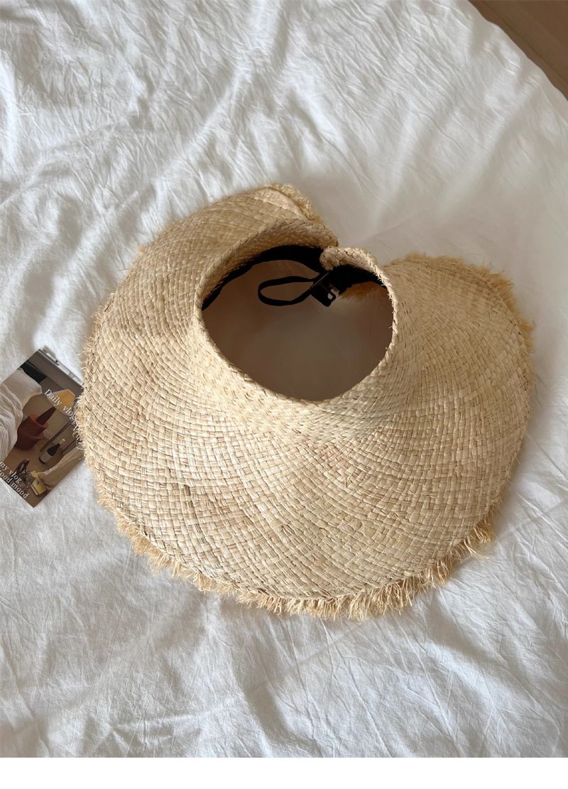 2025 New Rolled Wide Raffia Women's Summer Woven Parasol Beach Vacation Sun Hat_voghion.com