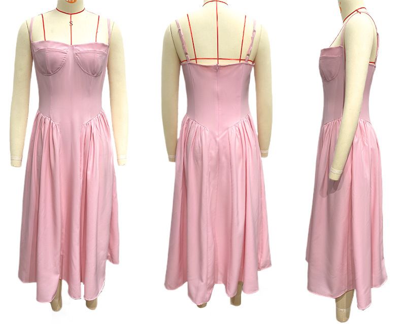 Gonna lunga estiva in stile palazzo francese, con abito a fascia e cintura, per donna_voghion.com