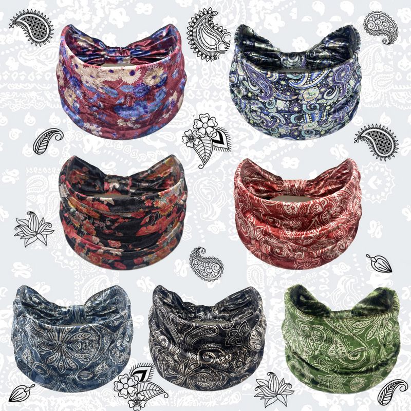 Fascia per capelli autunnale e invernale di vendita calda in Europa e America, fascia elastica con bordo largo in velluto, fascia per capelli con stampa a forma di fiore di frutta in vita_voghion.com