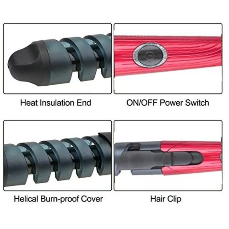 Heat-Resistant Curling Iron For Long Hair - Fast Heating Wand With Water Wave Effect (Manual Curler Long-Lasting Hold Safe Touch Handle)_voghion.com