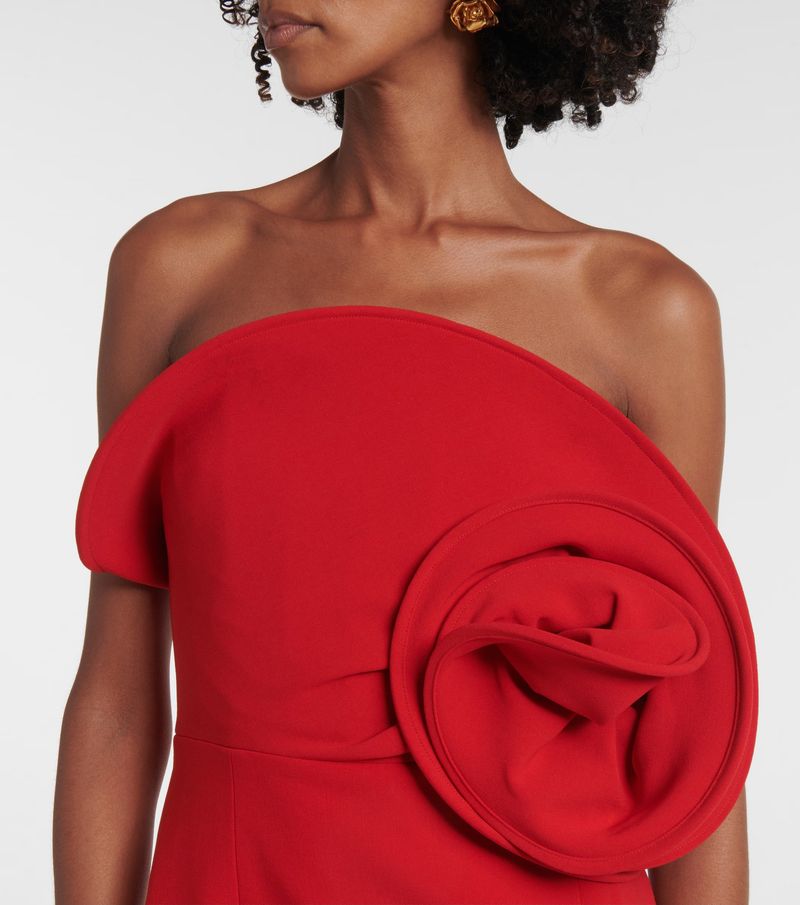 Damenbekleidung Weihnachtskleid Rotes Tube Top Blumen Dreidimensionales Kleid_voghion.com