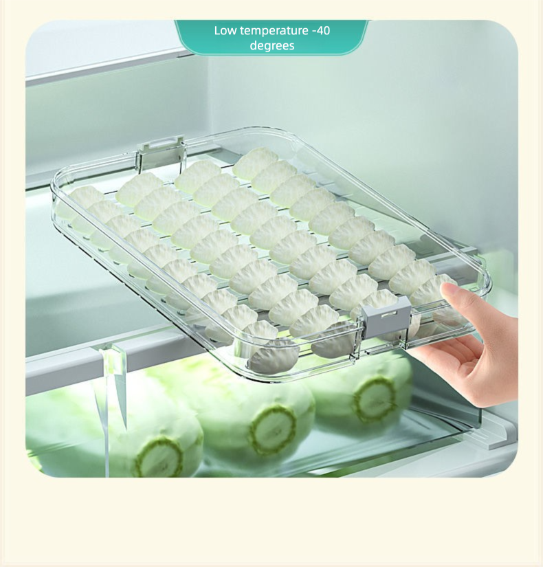 Dumpling Storage Freezer Kitchen Food Grade Timer Quick-Frozen Dumplings Wonton Refrigerator Sealed Fresh-Keeping Box_voghion.com