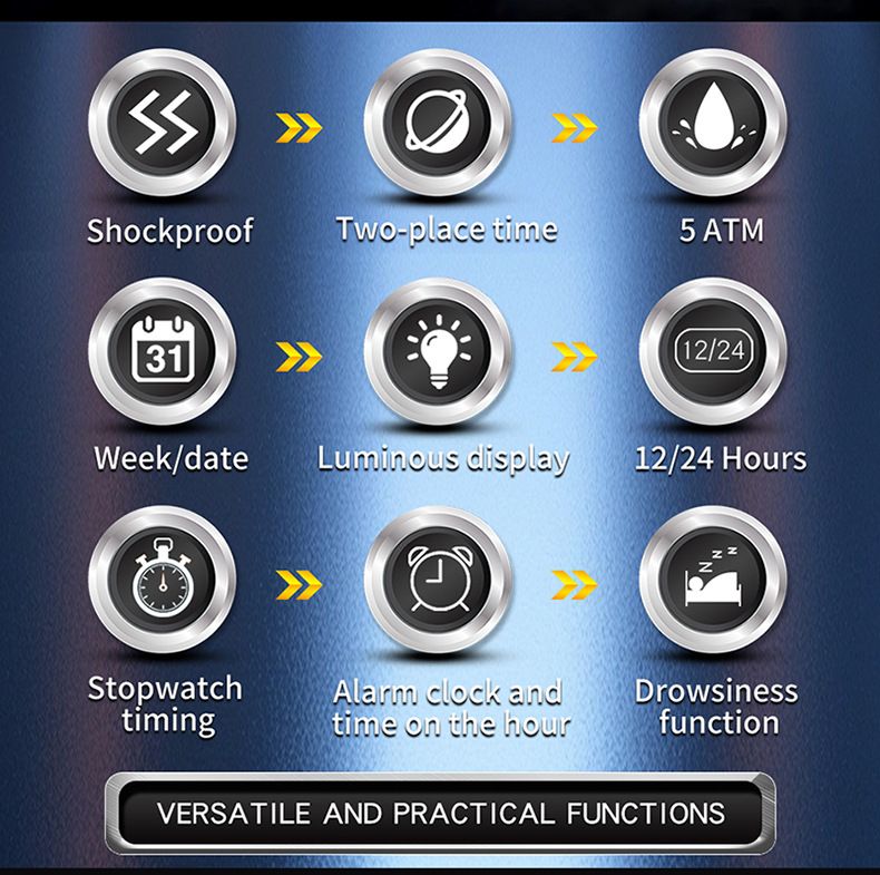 Sport Digital Watch With Alarm, Waterproof 50m, Analog-Digital Display, LED Backlight, Multifunctional Military Style Watch For Students_voghion.com