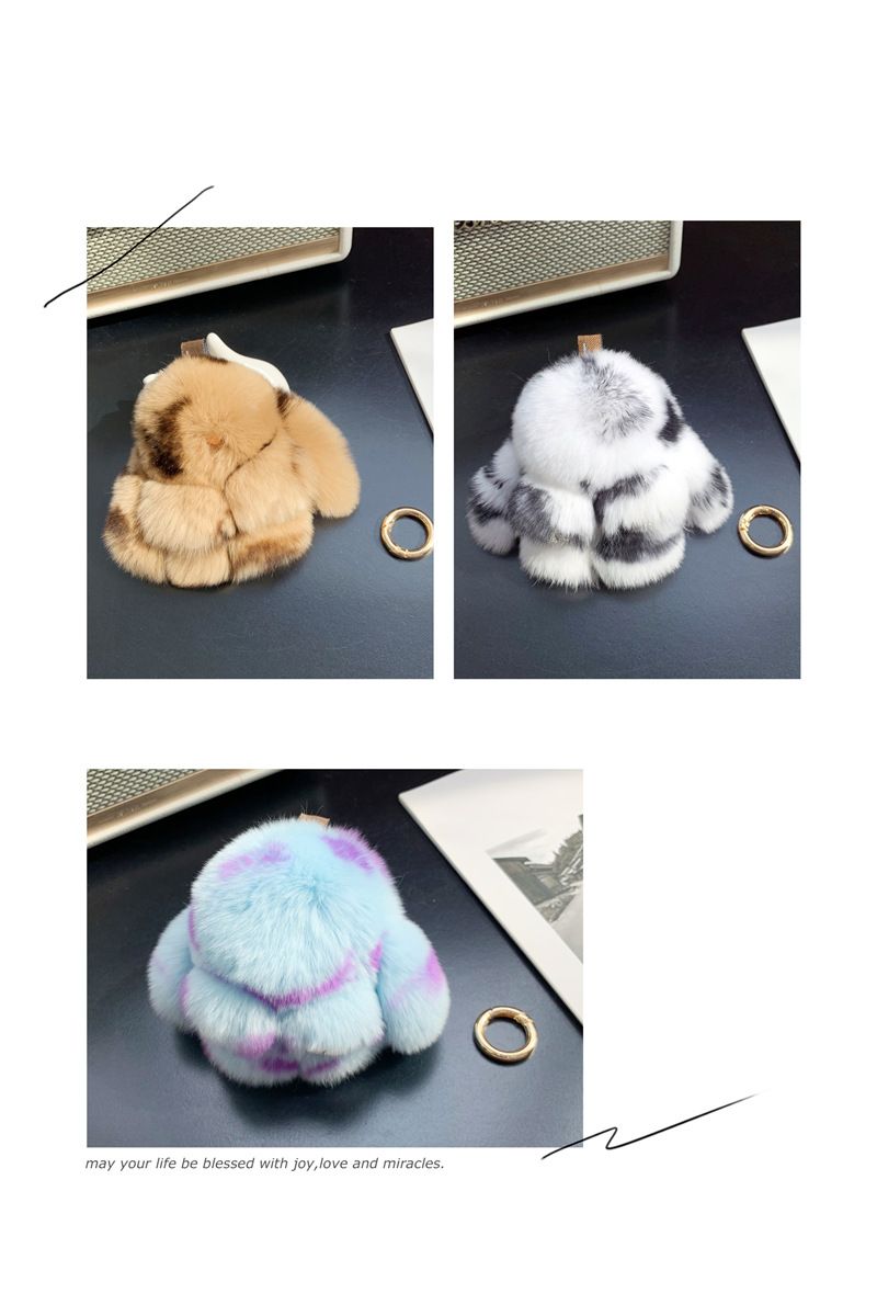 New JStyle Plush Keychain Rex Rabbit Fur Leopard Dot Medium Cute Rabbit Internet Celebrity Pretending To Be Dead Rabbit Pendant As A Gift_voghion.com