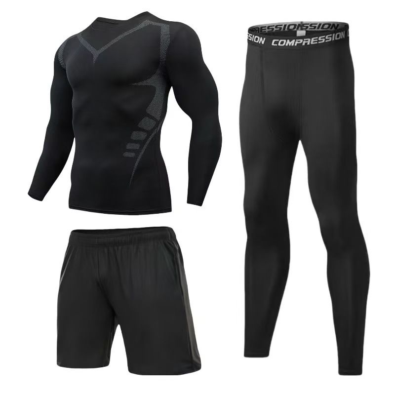 Tuta sportiva LazyZoom da uomo, abbigliamento da esterno, elastica, fitness, corsa, traspirante, aderente, ad asciugatura rapida_voghion.com