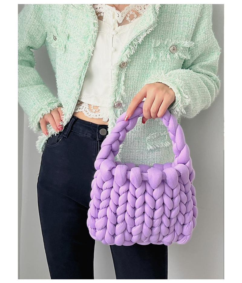 Borsa tessuta a mano fai-da-te in lana islandese super spessa, piccola borsa quadrata fatta a mano con ghiaccio freddo fatto in casa per la fidanzata_voghion.com