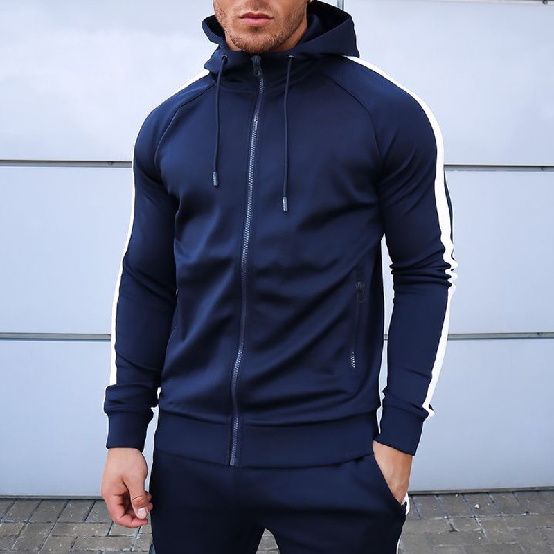 New Autumn and Winter Hooded Colorful Running Training Fitness Youth Sports Set Men's_voghion.com