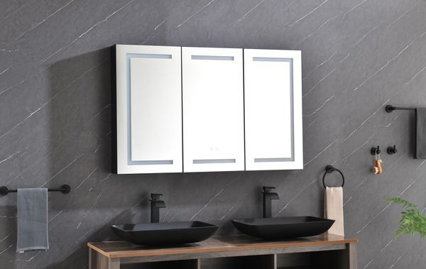 48 In. W X 30 In. H LED Mirror Medicine Cabinet With Lights; Dimmer; Defogger; Clock; Temp Display_voghion.com