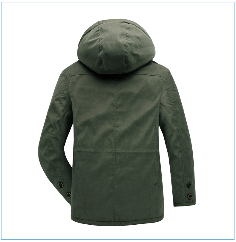 Men's Plus Size Shearling Hooded Cotton Jacket Thickened Multi-Pocket Cotton Top Casual Mid-Length Coat_voghion.com