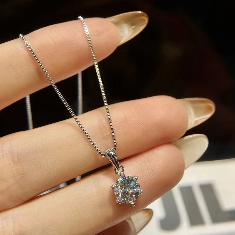 Collana con Moissanite Certificata GRA di Moda, Colore D, Diamante da Laboratorio, Vero Argento Sterling, Ciondolo a Sei Punte, Gioielleria Pregiata per Donna_voghion.com