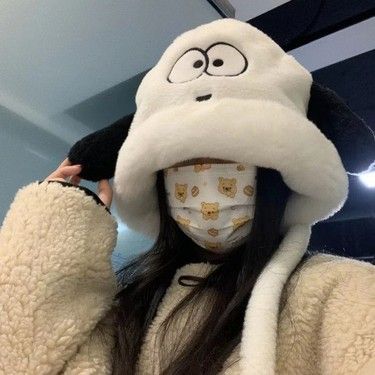 Cute cartoon puppy plush for children to ride bicycles in autumn and winter, warm ear protection versatile Lei Feng hat,_voghion.com