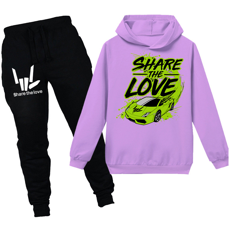 Spring And Autumn Printed Hoodie Set For Children_voghion.com