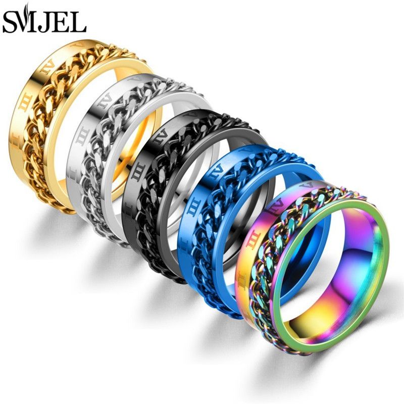 Heiße Verkäufe Titan Edelstahl Angst Drehbare Ringe für Mann Frauen Anti Stress Spinner Kette Punk Zappeln Ring Rock Geschenk_voghion.com