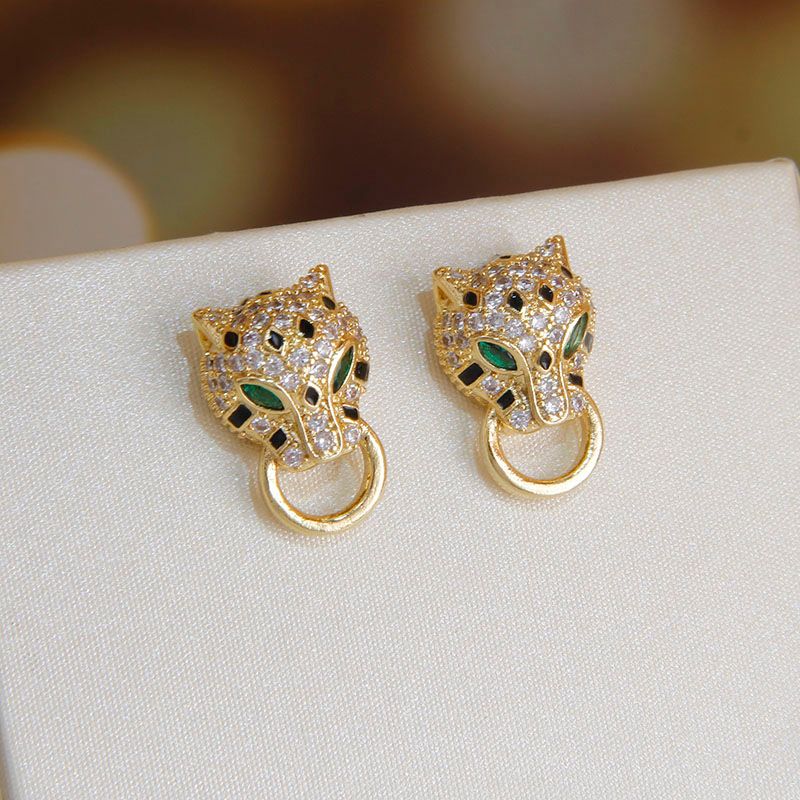 Ready Stock 2024 New Arrival Zircon Animal Adjustable for Women Delicate κοσμήματα Γαμήλια δαχτυλίδια Leopard Crystal_voghion.com