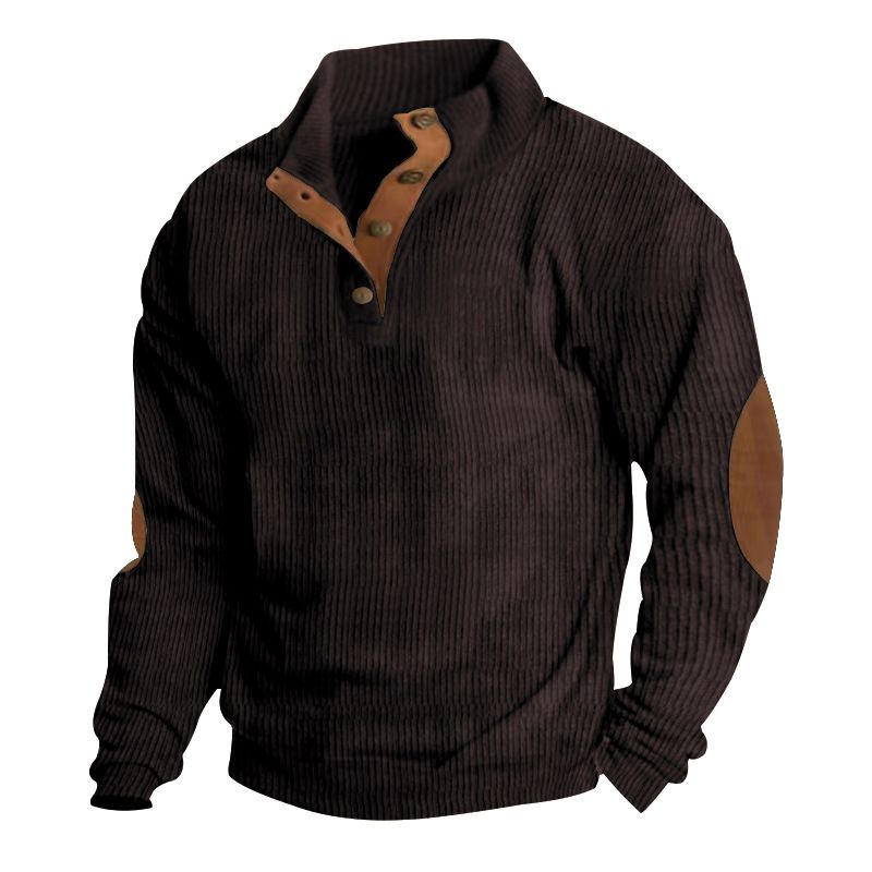 Giacca da uomo casual in velluto a coste con colletto rialzato, manica lunga, autunno inverno, nuova_voghion.com