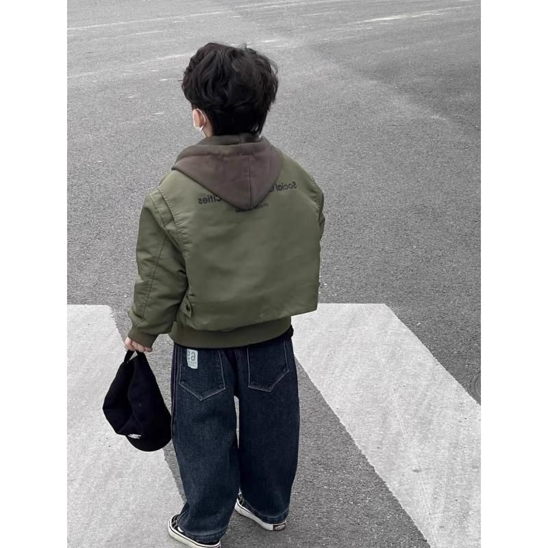 Giacca da baseball primaverile con cappuccio per bambini Mother & Kids - Elegante look bicolore a strati per bambini, leggera e comoda, perfetta per giocare all'aperto_voghion.com