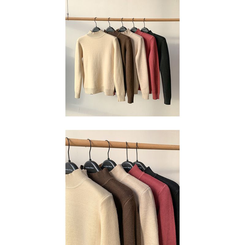 One-piece Fabric Fleece Sweater For Women Winter 2025 New Thickened Half-high Collar Base Layer Trendy_voghion.com