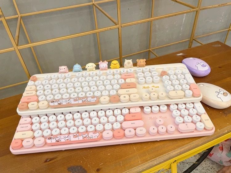 Dopamin Drahtlose Maus Tastatur Anzug Bär 2,4 Gusb Mädchen Büro Stumm Laptop Desktop-Computer_voghion.com