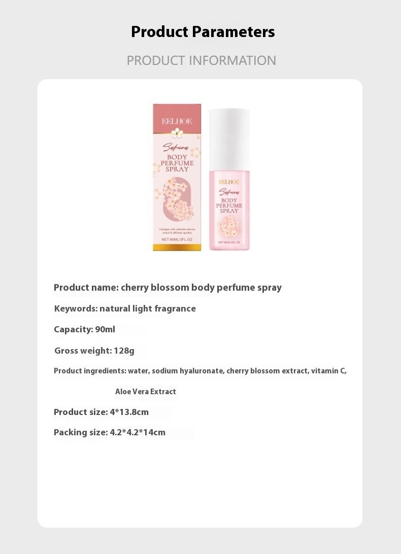Cherry Blossom Body Perfume Spray Keep Fragrance With You Fresh Elegant Soft And Moisturizing Spray_voghion.com
