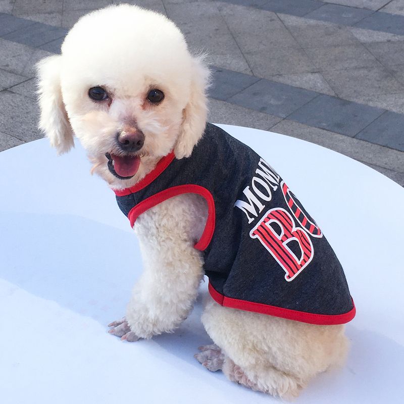 New Pet Clothes Dog Apparel Round Neck Piping Cotton Printed Vest Long-term BX0017_voghion.com