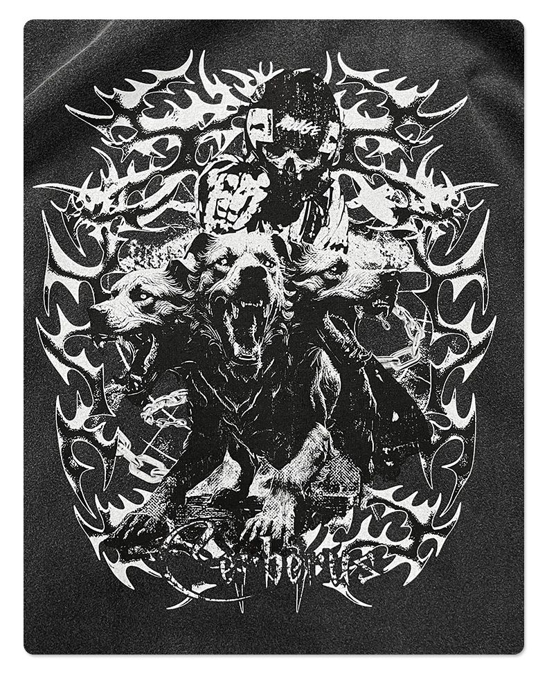 Maglietta larga da uomo con stampa serpente, taglio retrò, vecchio, danneggiato, lavaggio ad acqua, 275 g_voghion.com