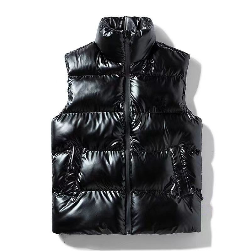 Men's Down Vest 2022 New Glossy Thickened Cold-Proof Large Size Cotton Jacket Casual Youth Winter Coat_voghion.com