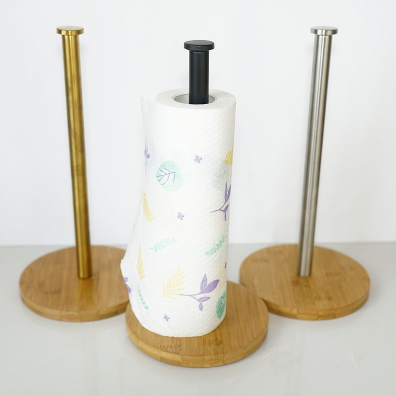 Stainless Steel Bamboo Paper Towel Rack Kitchen Restaurant Vertical Roll Holder Storage Rack Plastic Wrap Rack Lazy Rag Holder_voghion.com