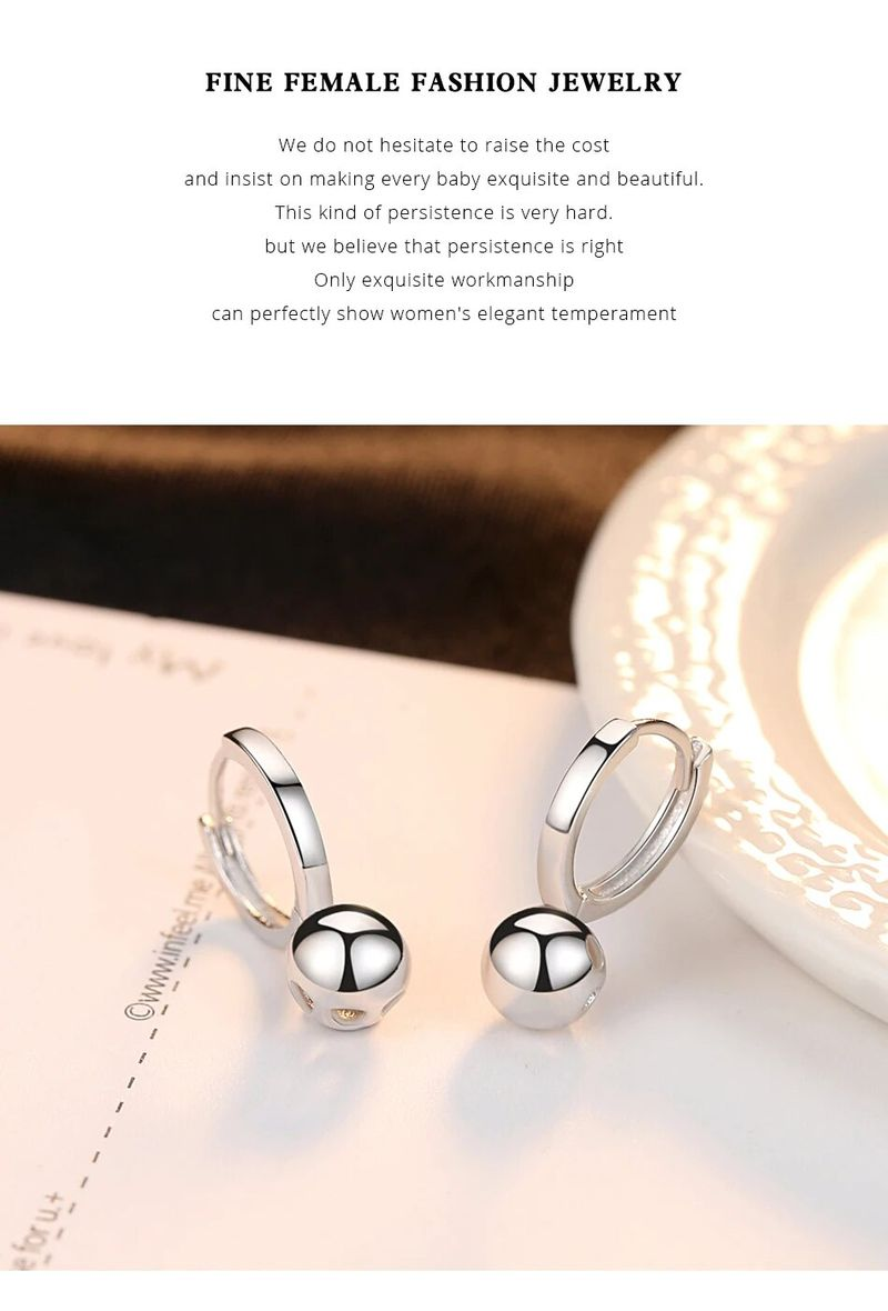 Orecchini a clip carini con pallina a cerchio in vero argento sterling per donne e ragazze_voghion.com
