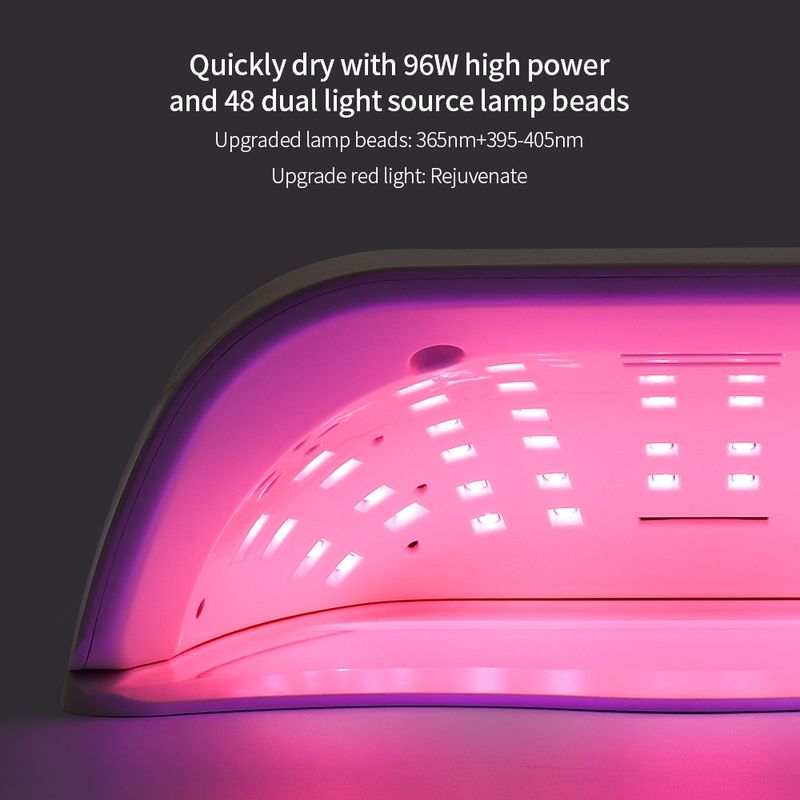 96W 48LED Lights Nail Dryer Red Light Fast Drying LED Nail Lamp Tow Hand Big Lamp Gel Polish Dryer Timer Smart Nail Art Tools_voghion.com