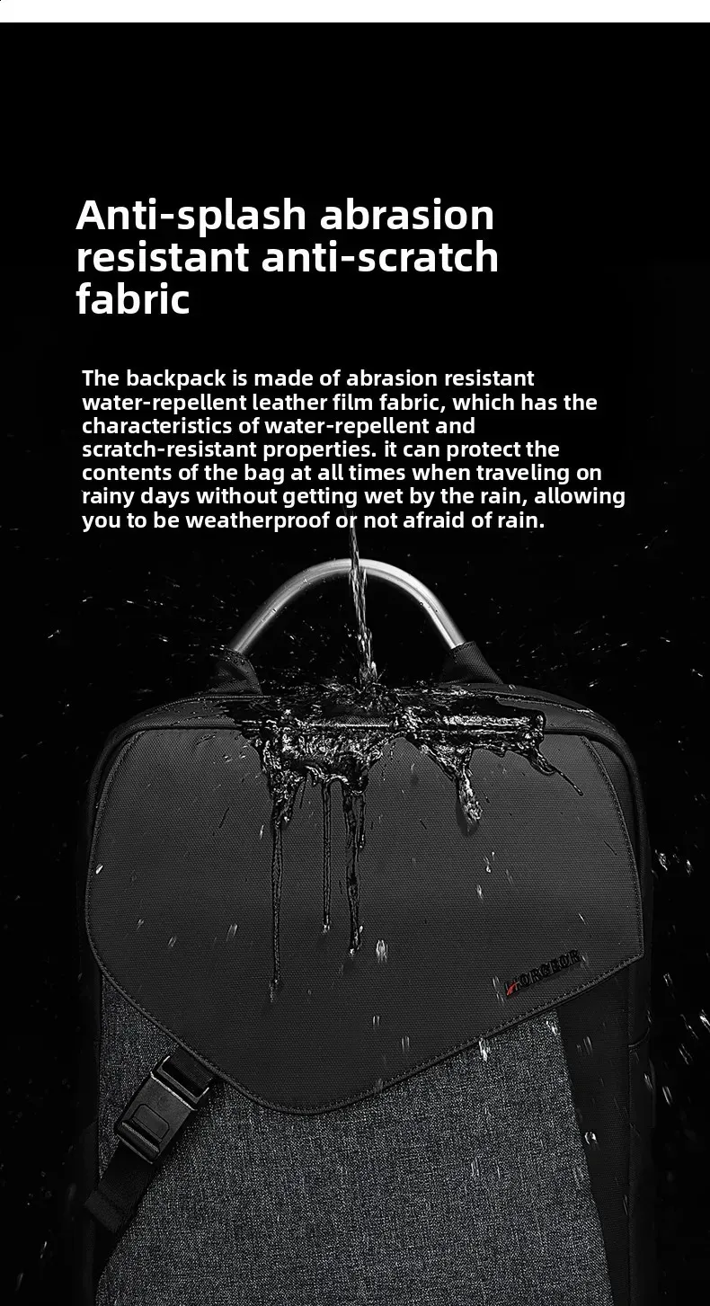 Waterproof Business With USB Charging Port 15.6-inch Laptop Large-capacity Mens Student Backpack 250728_voghion.com