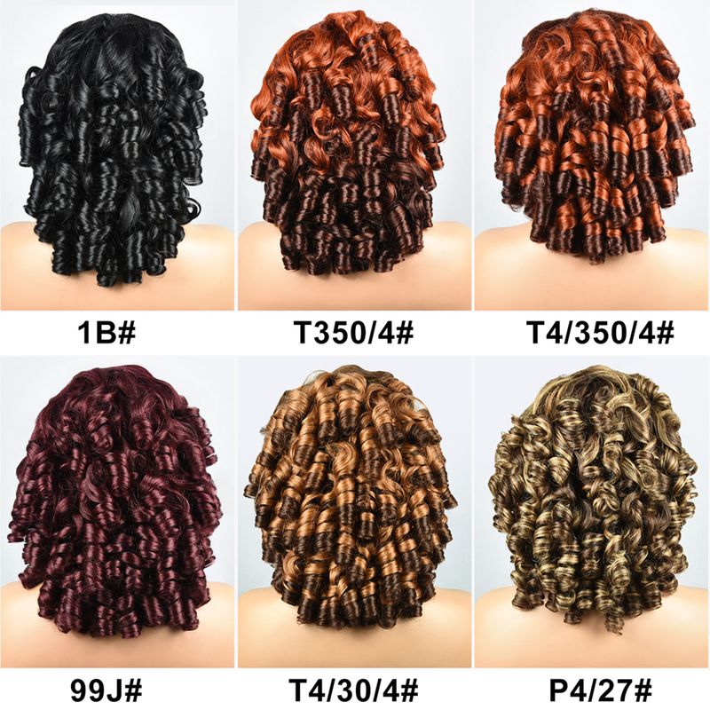 16" T4/30/4 Bouncy Curl Pruik Remy HD Lace Front Pruiken Hoge Dichtheid Bouncy Curly 13x4 Lace Frontal Menselijk Haar Pruiken Voor Vrouwen 300%_voghion.com