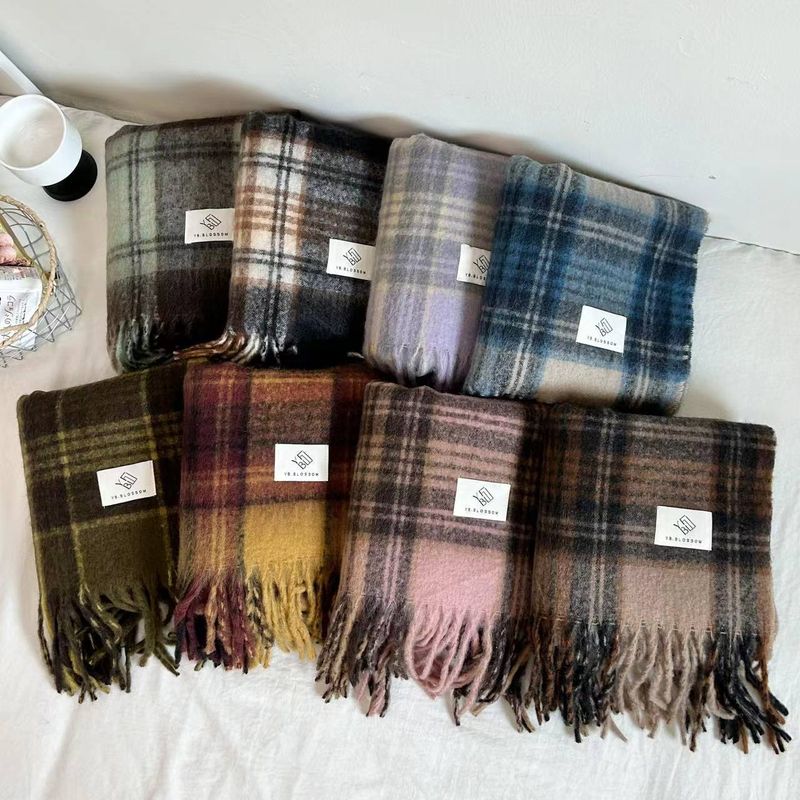 2024 Neuer Mirad Premium-Schal mit Karomuster für Damen im Winter, koreanische Ausgabe, doppelt verwendbar, dicker, warmer Schal_voghion.com