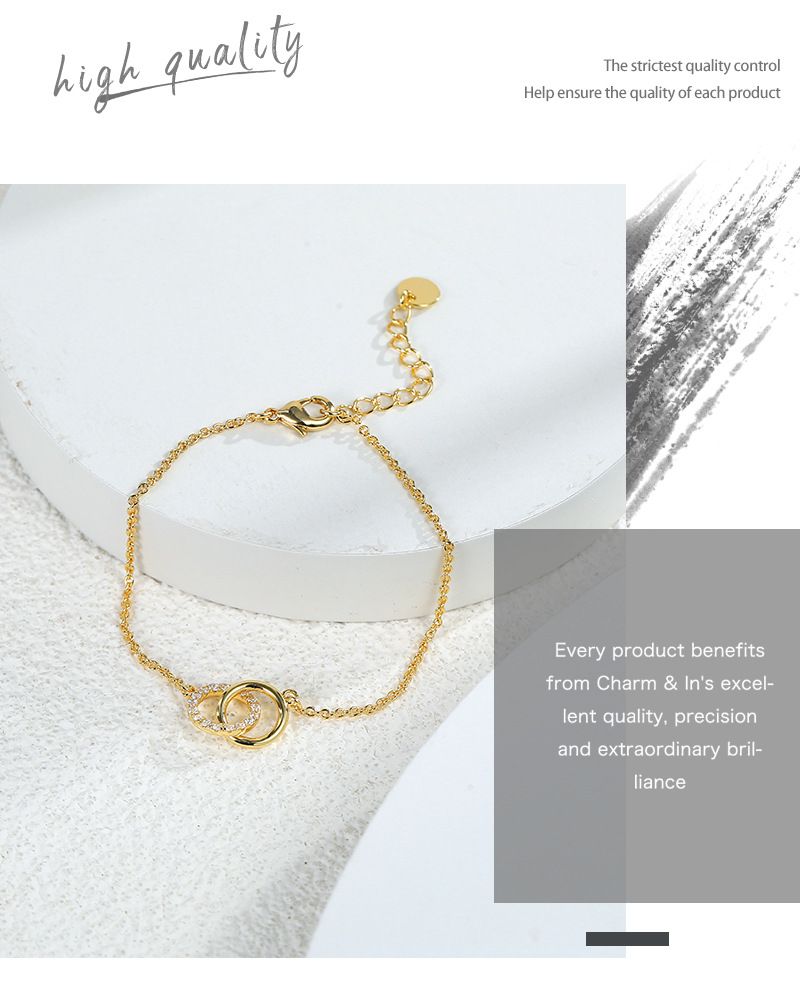 Einfacht Kofferplatéiert Echtgold Diamant Ronn Bracelet Weiblech Ins Duebelring Handschmuck_voghion.com