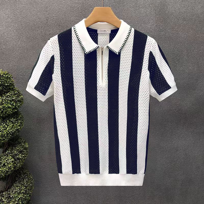Herrenbekleidung Revers Kurzarm Poloshirt Herren Trendy Sommer T-Shirt Slim Trend Neues All Match T-Shirt Top_voghion.com