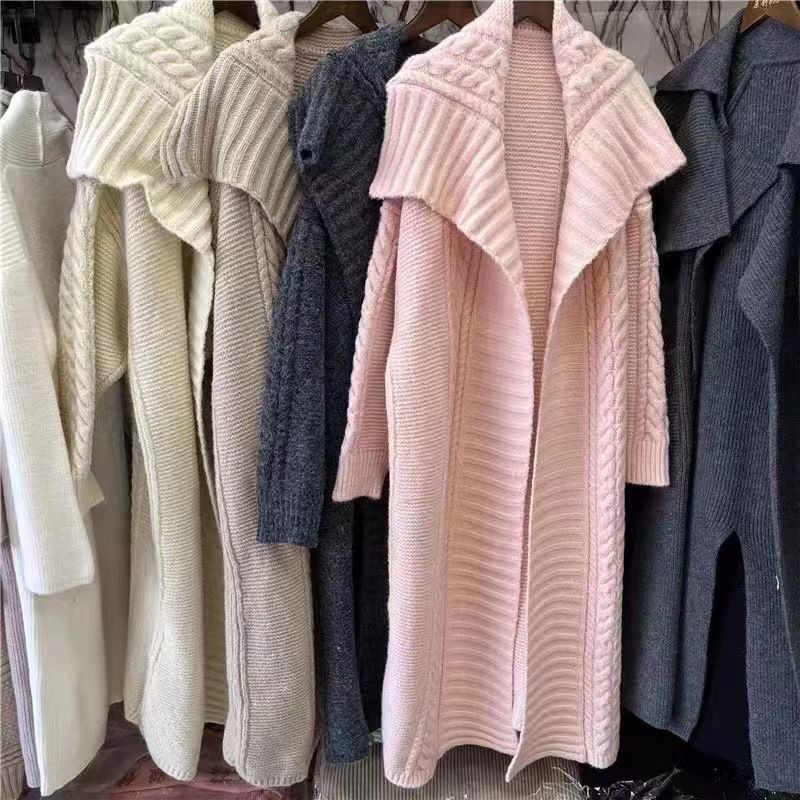 Ovrsizd Langer Cardigan - Dicker Mantel aus Wollbluse mit Schalkragen, 3D-Jacquard und lässigem Boho-Chic_voghion.com