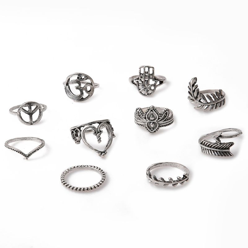Heißer Verkauf personalisierte Kaktusringe, Blattpfeile, Palmkronen, Liebe 10 Stück Ringe_voghion.com