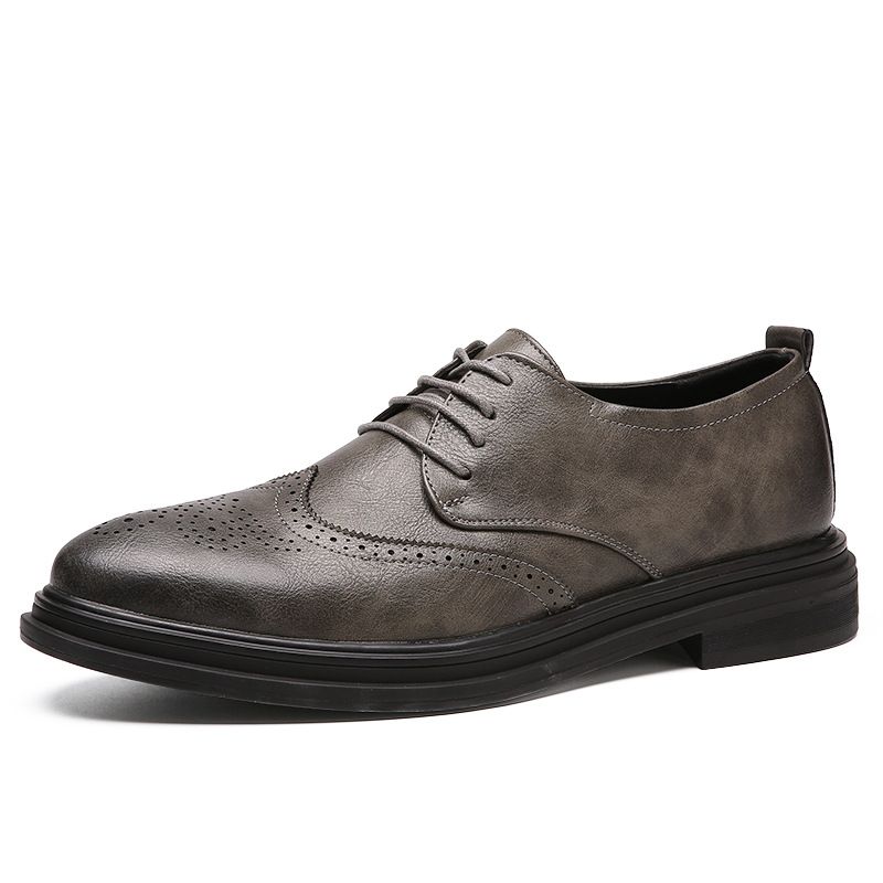 2025 Veelzijdige, ademende, gesneden heren formele brogue Koreaanse stijl trendy zakelijke leren schoenen voor heren_voghion.com
