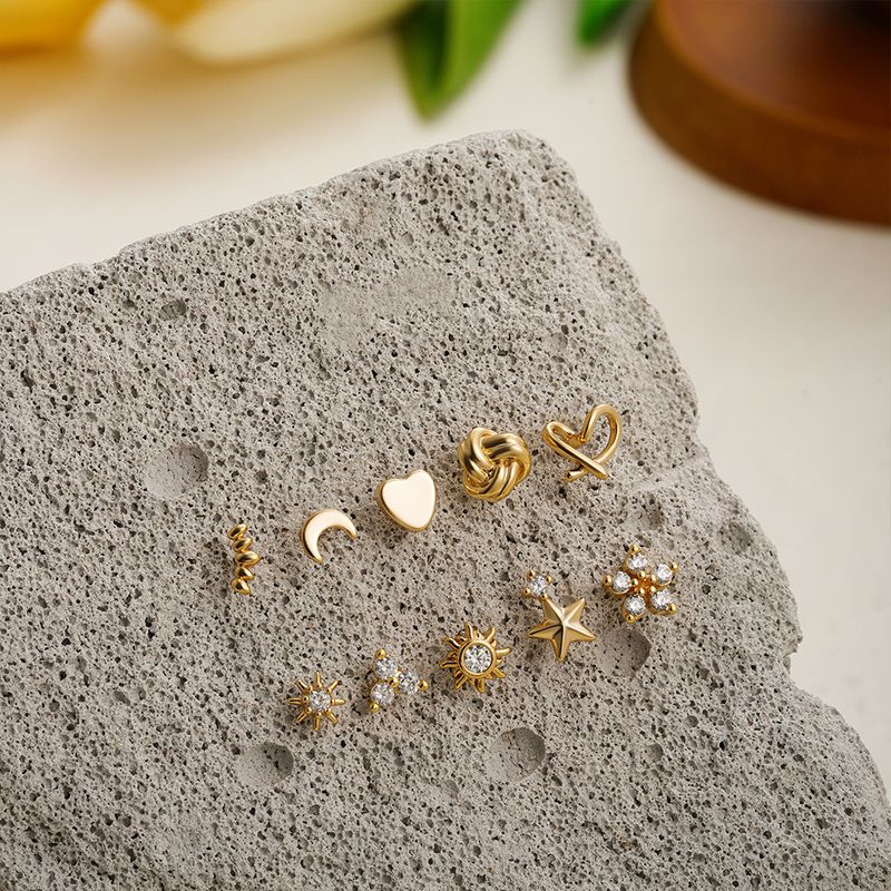 Set di gioielli da donna alla moda, in acciaio inossidabile, piercing singolo all'orecchio, versatile, con zircone, chiodo a osso, asta dritta, vite, gioielli per l'orecchio_voghion.com
