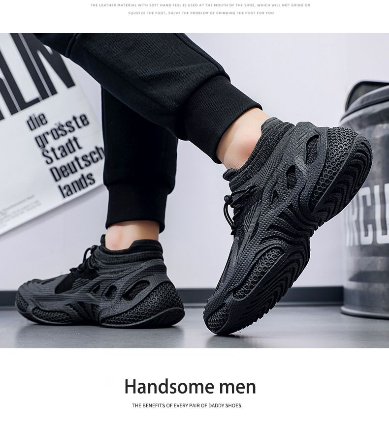 Atmungsaktives Mesh für den Sommer für Männer 2025 Neue, dickbesohlte, vielseitige Fllyknit-Sneakers, weich, höhenverstärkend für Jugendliche, Papa, trendig_voghion.com