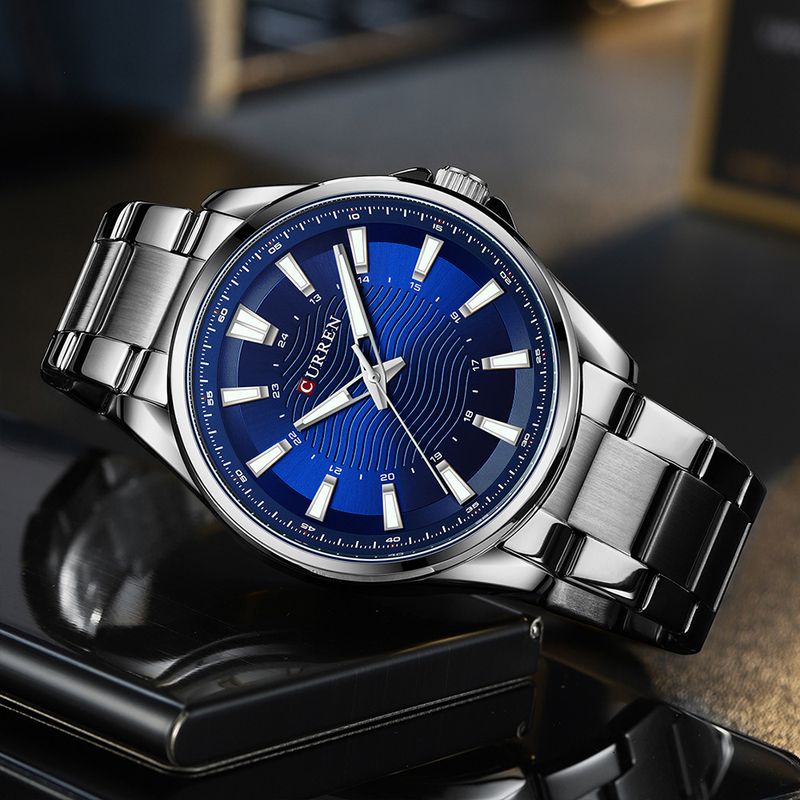 Men's Waterproof Quartz Watch With Stainless Steel Band, Minimalist Round Dial, Date Display, Casual Business Wristwatch_voghion.com