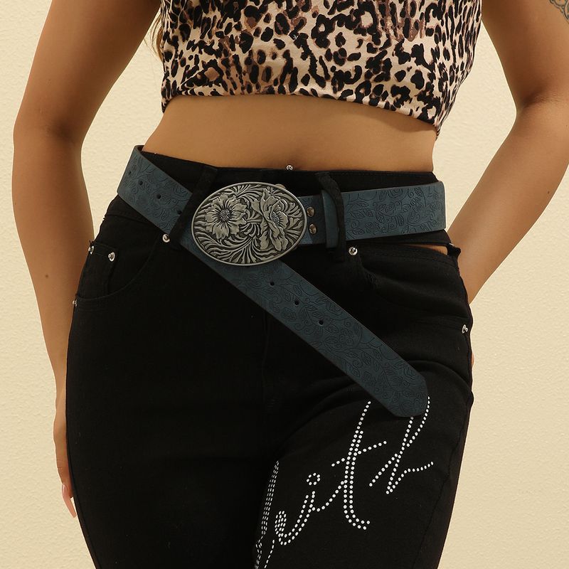 Wind Spicy Girl Daily Brown Texture Niche Buckle Special Print Pattern Batch Belt For Both Men And Women_voghion.com