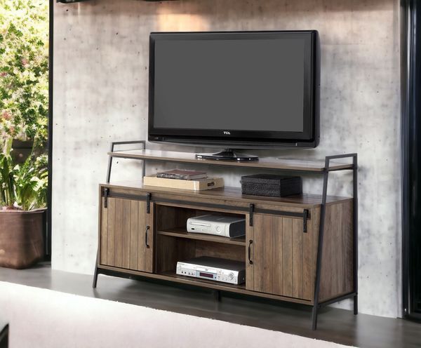 Rashawn Rustic Oak & Black Finish TV Stand_voghion.com