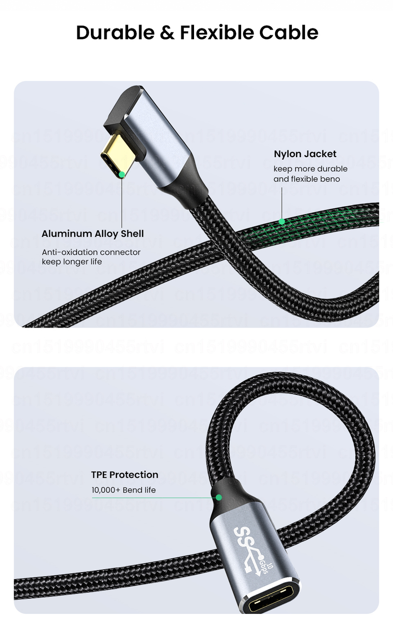 cable PD USBC 100W 10Gbps USB 3.1 Gen2 cable tipo C, adecuado para portátiles, portátiles, Huawei, Xiaomi, Samsung 5A 4K@60Hz,_voghion.com