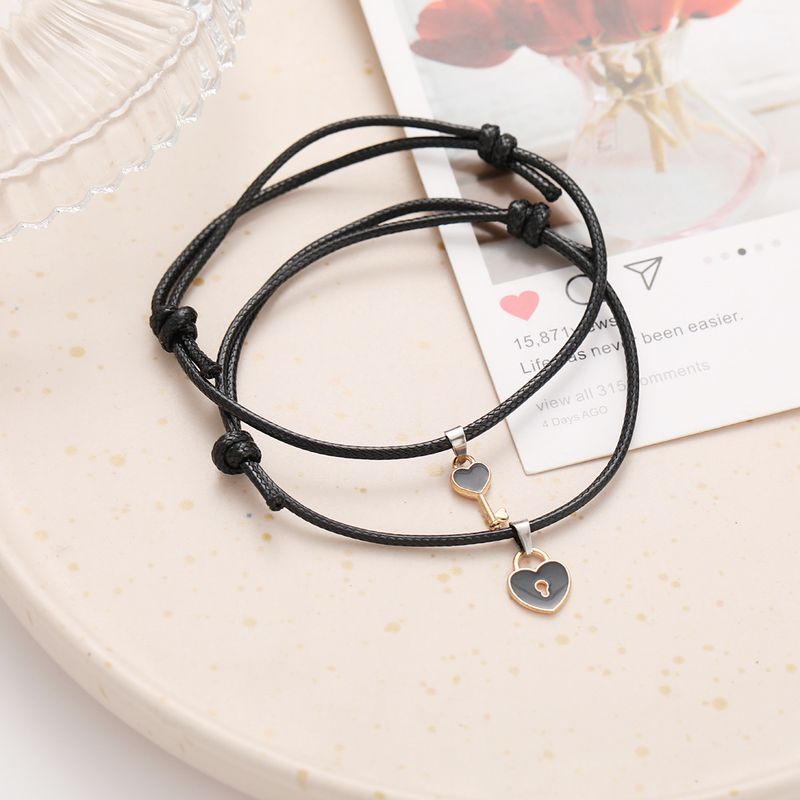 hot selling kreativ lille nøgle kærlighed par armbånd enkel personlighed sort armbånd retro kæreste armbånd_voghion.com