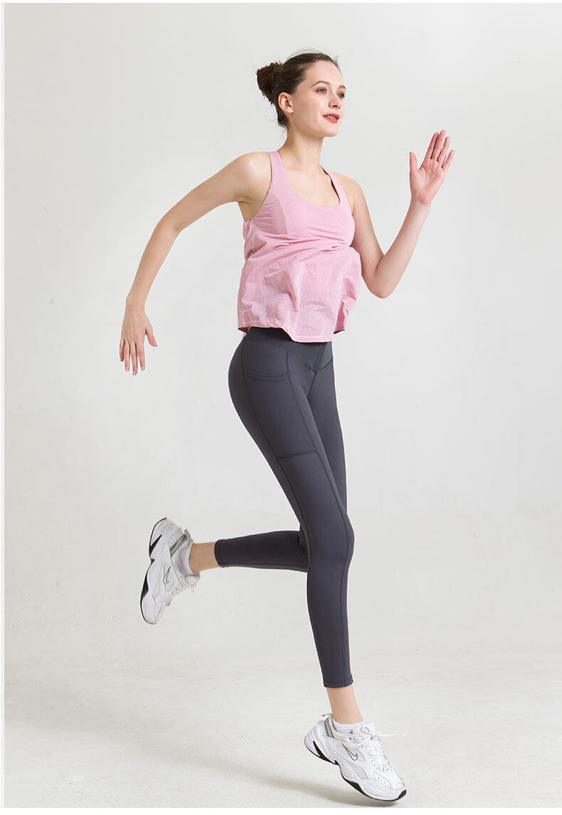 SUPERFLOWER 2 w 1 Sport Vest Open Back Women's Yoga Tank z biustonoszem w środku Gym Loose Fiess Running Sleeveless Top_voghion.com