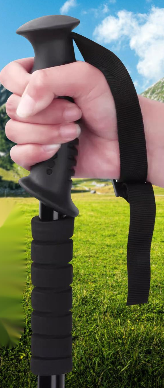 Outdoor Travel Hiking Three-section Telescopic Aluminum Alloy Straight Handle Climbing Walking Stick_voghion.com