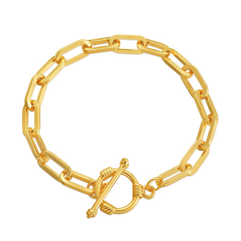 Populär minimalistesch Ins Pabeierklammer platéiert K echt Goldkette huel Design OT Schnalle kale Stil Bracelet_voghion.com