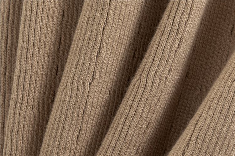Damenbekleidung, sanfter Stil, einzigartiges Design, V-Ausschnitt, Strickkleid aus Kernspinngarn, schmaler A-Linien-Rock in mittlerer Länge, Trend_voghion.com