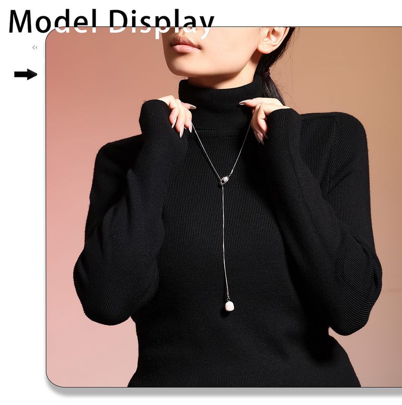 French Tassel Imitation Pearl Long Necklace Pull Out Sweater Chain Stainless Steel Light Luxury Personality Temperament Autumn And Winter Accessories_voghion.com